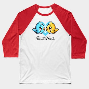 Chirpy Amour: Feathered Heart Symphony Baseball T-Shirt